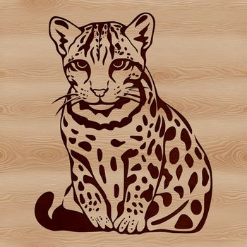 Vector illustration of an ocelot in a natural setting.