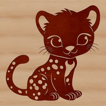 A close-up illustration of a wild ocelot sitting on the forest floor, showcasing its distinctive markings and fur texture.