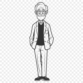 A male figure in a simple pose, designed as vector art.