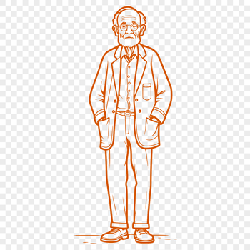 A simplified illustration of a mature male figure in SVG format.