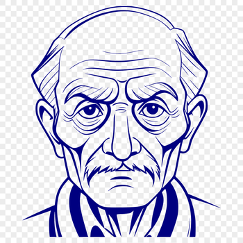 A single-line illustration of a mature adult male figure.
