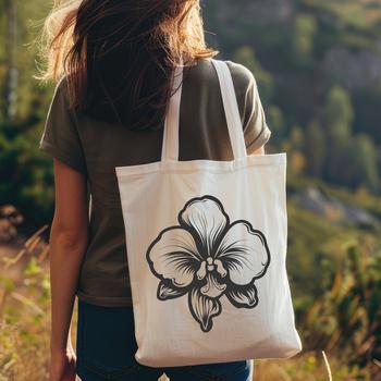 A detailed illustration of a single orchid flower with intricate petals and delicate stems.