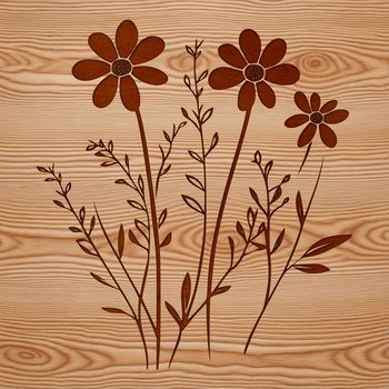 A single stem with a vibrant yellow center and petals surrounded by green foliage, suitable as a vector graphic.