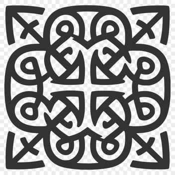 Celtic knotwork pattern featuring intricate ornate shapes and motifs in a vector format.