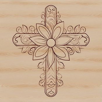 Ornate cross with intricate floral details, suitable for various forms of religious expression.
