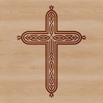 An ornate crucifix design featuring a Christian cross symbol.