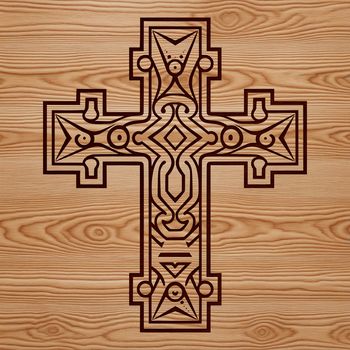 A detailed, ornate crucifix symbolizing religious devotion, created as vector art for various design projects.