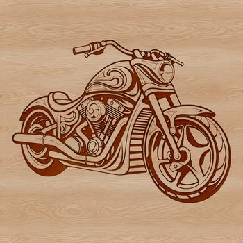 A stylized illustration of a motorcycle with intricate details.