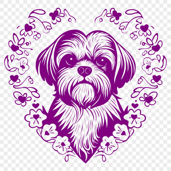 A digital illustration of a Shih Tzu's head, featuring the breed's distinctive facial features.