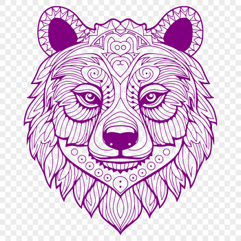 An ornate design featuring the head of a bear in vector format.