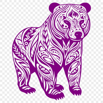 An ornate illustration of a standing bear, suitable for vector design and cutting machine projects.