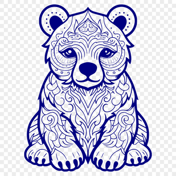 A stylized illustration of a bear in ornate detail, depicted from full body view while sitting.