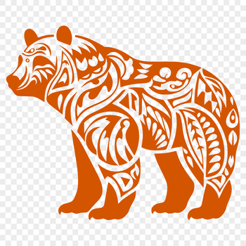 A detailed illustration of a standing bear with ornate details, suitable for vector design.