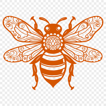 An ornate vector design of a bee insect, ideal for use as clip art or stencil in various creative projects.