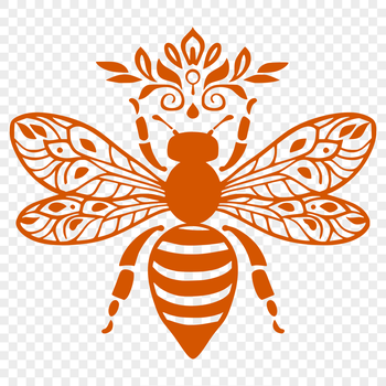 A detailed, full-body illustration of a bee with intricate features.