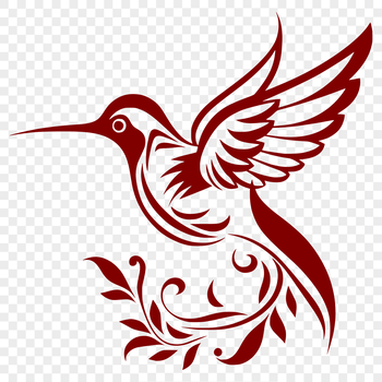 A detailed illustration of a hummingbird in mid-flight, featuring intricate plumage and a long beak.