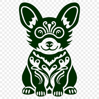 A full-body illustration of a sitting Corgi in an ornate design style.