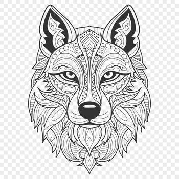 A close-up illustration of a Siberian Husky's head with ornate details.
