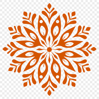 A delicate ornate snowflake design made up of intricate patterns and shapes.