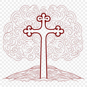 A decorative, ornate cross symbol with intricate details, suitable for various uses including design and crafting.