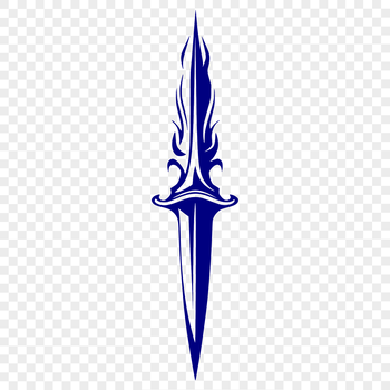 An ornate illustration of a witch's dagger against a dark background, suitable for Halloween-themed designs.