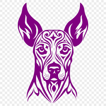 A detailed illustration of a Doberman Pinscher's head in vector format.