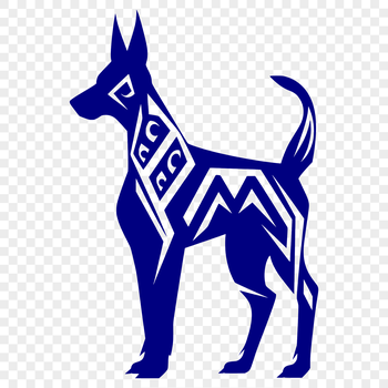A detailed illustration of a Doberman Pinscher in full body standing position.