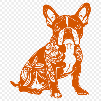 A high-quality illustration of a sitting Boston Terrier dog in ornate style.