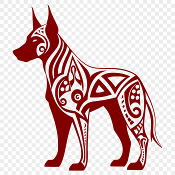 Close-up illustration of a full-body Doberman Pinscher standing on its hind legs, suitable for cutting machine designs.