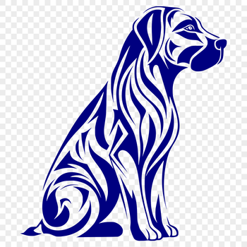 A full-body illustration of a Great Dane sitting on its haunches, depicted in a detailed vector style.