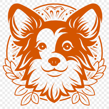 Close-up vector illustration of a Shetland Sheepdog's head, showcasing its distinctive features.