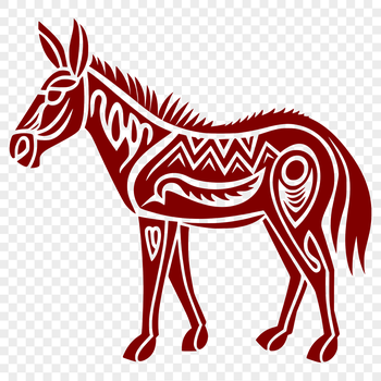 A full-body illustration of a donkey standing upright, suitable for vector art and clip art.