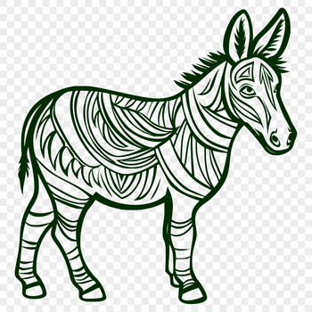 A standing donkey depicted in full body with ornate details, suitable for vector design and commercial use.