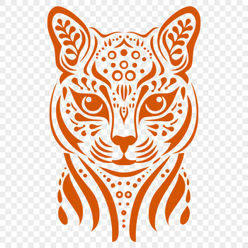 A close-up illustration of a large cat's head with distinctive markings, suitable for editing in vector graphics software.