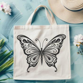 A detailed illustration of a butterfly's full body, showcasing its intricate patterns and colors.