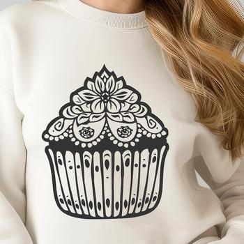 Ornate Cupcake In DXF