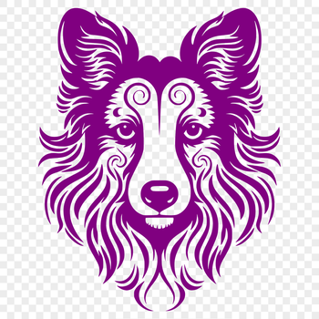 A breed-specific illustration of a Shetland Sheepdog with ornate features.