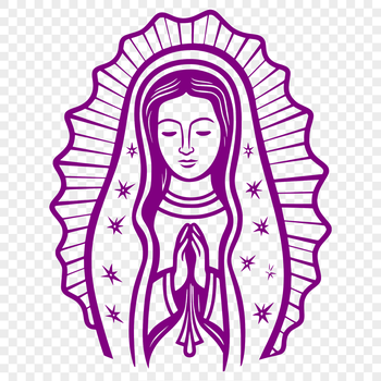 A stylized illustration of the Virgin Mary in ornate attire, suitable for religious or spiritual contexts.