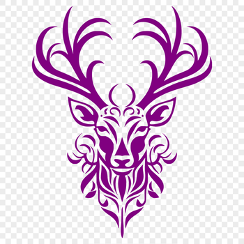 An ornate vector design featuring a stylized deer's head silhouette.