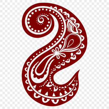 A single ornate paisley shape with intricate details, suitable for vector art designs.
