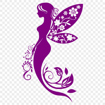 Illustrative fairy figure with ornate floral details, inspired by traditional fairy tale illustrations.