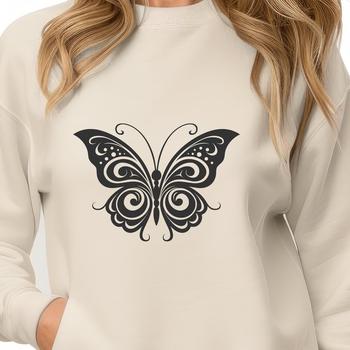 Ornate butterfly illustration with detailed full body design.