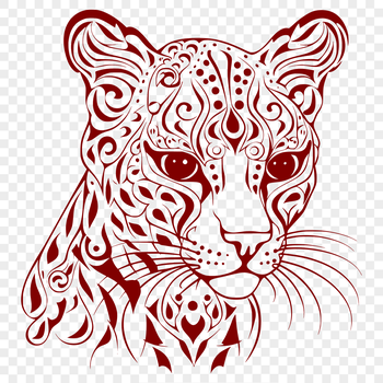 A vector illustration of a ocelot's head with intricate markings.