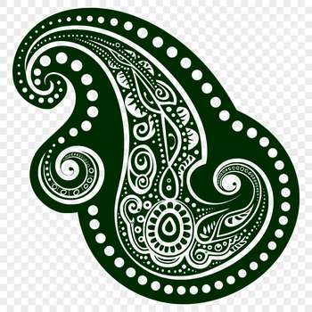An intricate, ornate paisley shape, suitable for vector art designs.