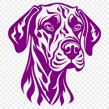 Large breed dog with distinctive head shape and floppy ears in ornate vector design format.