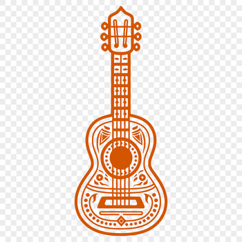 Ornate illustration of a guitar with intricate details suitable for vector art and commercial or personal use.