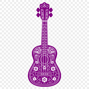 Illustrated guitar design with ornate floral patterns in vector format.