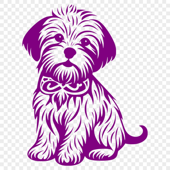 A detailed illustration of a sitting Havanese dog with intricate details.