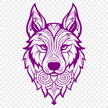 Close-up portrait of a husky dog's head with detailed features.
