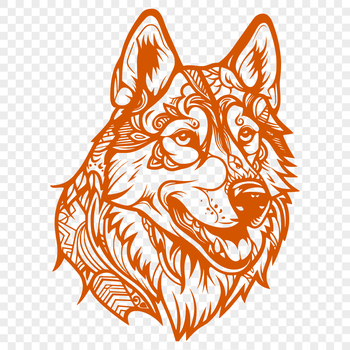 A stylized illustration of a Siberian Husky's head, suitable for vector art projects.